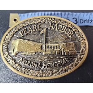 Pearl Harbor Arizona Memorial Belt Buckle Brass # RC Vtg Heritage Mint BM 0414